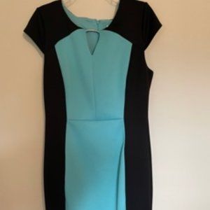 Turquoise and Black Cocktail Dress